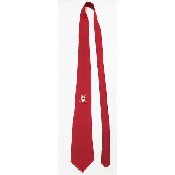 RARE Chimayo Mens Indian Hand Loomed Wool Neck Tie with Owl Embroidery - Picture 6 of 7